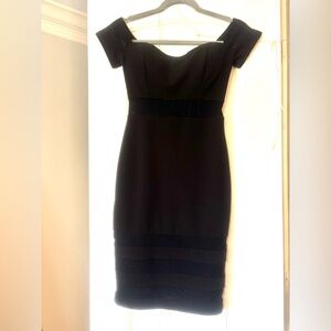 J for Justify Off-Shoulder Black Midi Dress